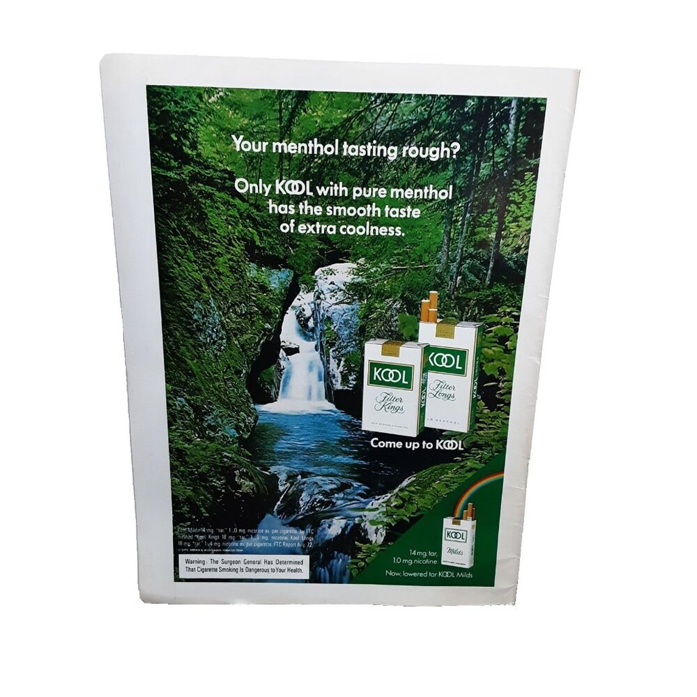 1973 Come Up To Kool Cigarettes Water Fall Nature Print Ad vintage 70s